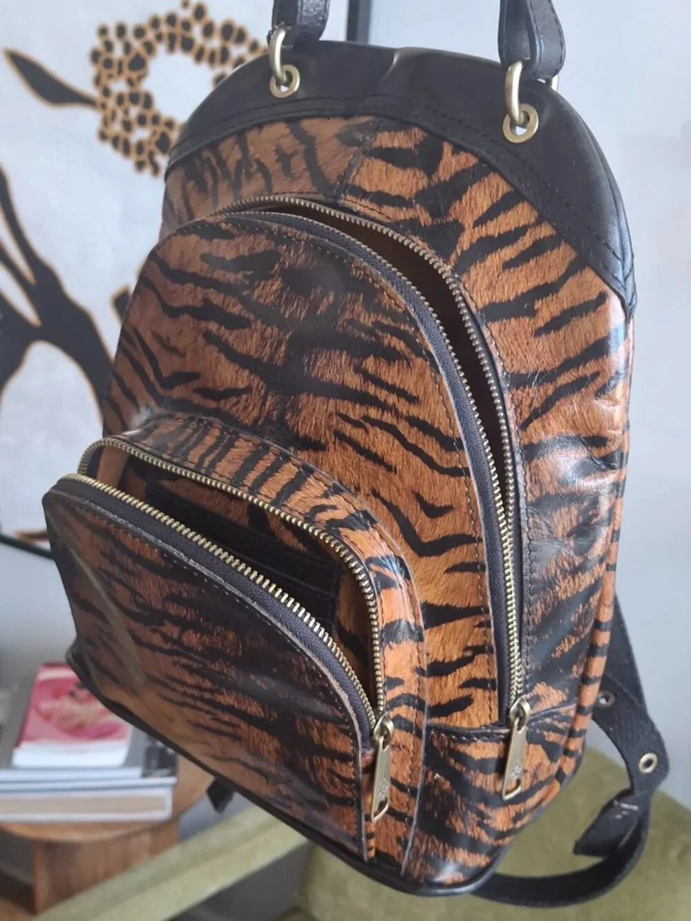 Patricia Nash Tiger Print Leather Backpack